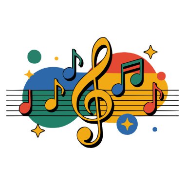 Vector illüstrasyon müzik ikonları konsept çalıcı melodi şarkılar çalma listesi üç tuş ve notalar müzikal tasarım şarkıları ve eğlence grafikleri için mükemmel