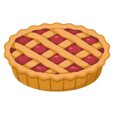 Fırın, tatlı hamur işi, tatlı, tatlı, tarif ve mutfak temalı sanat eserleri için mükemmel meyveli yaban mersinli turtanın vektör çizimi