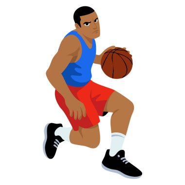Spor takımının logo tasarım atleti illüstrasyonu ya da oyun temalı yaratıcı projeler için ideal formalı basketbol oyuncusu illüstrasyonu