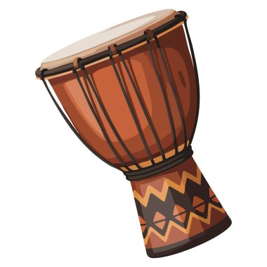 Djembe davul perküsyon enstrümanının müzik eğitimi, kültürel performans ve yaratıcı illüstrasyon tasarımları için mükemmel bir temsili.