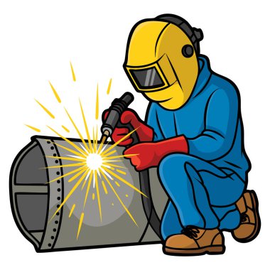 Metal kutuyu tamir eden elektrikçinin vektör çizimi elektrik onarımı, bakım, teknik işler ve inşaat temalı sanat eserleri için ideal tasarım.