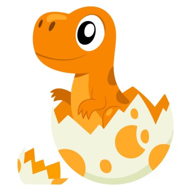 Yumurtadan çıkan komik bebek dinozorun vektör çizimi tarih öncesi temalı çocuklar ya da hayvan karakterli sanat eserleri için uygundur.