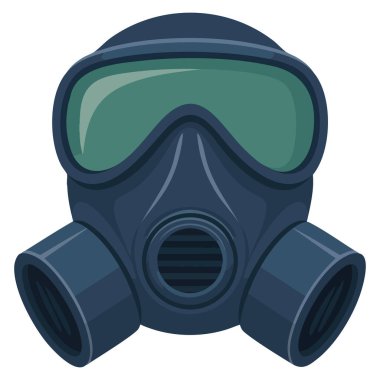 Gaz maskeli solunum cihazının gözlüklü ve filtreli vektör illüstrasyonu böcek kontrol hizmetleri koruma ekipmanları güvenlik ekipmanları ve sağlık tasarımları için idealdir