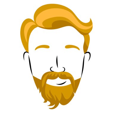 Moda karakteri tasarımı ya da berber temalı yaratıcı sanat eserleri için ideal saç stili ve yüz stili olan hippi erkeğin vektör çizimi