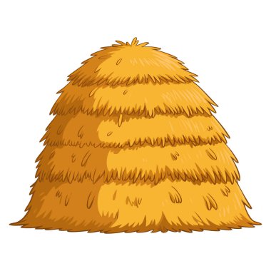 Kırsal tarım temaları için ideal saman yığınının vektör çizimi. Doğal tarım dekorasyonu kırsal alan veya kırsal alandaki yaratıcı sanat eserleri.