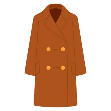 Sıcak sonbahar kıyafetleri, mevsimlik moda tasarımı, günlük kıyafet illüstrasyonları veya yaratıcı sonbahar temalı sanat eserleri için uygun kollu uzun ceketin vektör çizimi