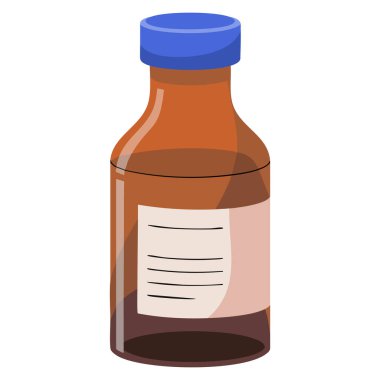 İlaç deposu reçeteli eczane tıbbi sağlık hizmetleri ve düz stil tasarım kavramları için uygun ilaç cam şişesinin vektör çizimi