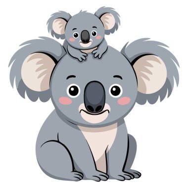 Anne koalanın vektör çizimi. Çocuk eğitimi, vahşi yaşam öyküsü ya da hayvan resimleri için ideal bebek Avustralya hayvan çizgi film stili.