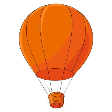 Turuncu sıcak hava balonunun vektör çizimi seyahat, macera, festival ve eğlence temalı tasarımlar için uygun beyaz zemin üzerinde izole edilmiş tek bir resim