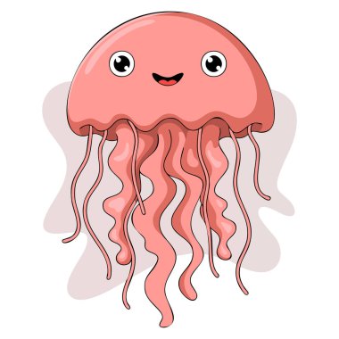 Beyaz zemin üzerinde pembe denizanalarının vektör çizimi deniz hayvanı temalı görseller su altı tasarımı ve dekoratif sanat eserleri için mükemmeldir.