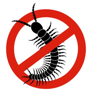 Solopendra böcek yasaklama işaretinin vektör illüstrasyonu böcek ilaçlama servisi beyaz arkaplan ve uyarı konsepti çizimleri için idealdir