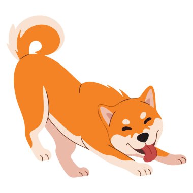 Shiba Inu köpeğinin hayvan temalı karikatür tasarımları ve yaratıcı projeler için ideal sevimli tüylü Japon evcil hayvanı havlaması vektör illüstrasyonu