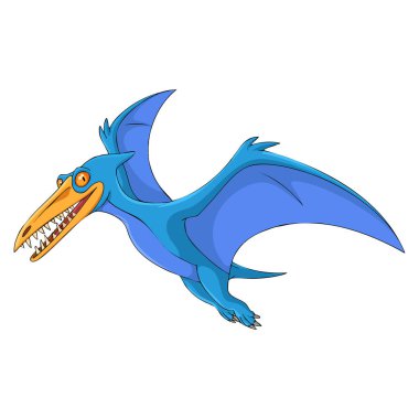 Mavi renkte tek bir pteranodonun vektör çizimi dinozor tarih öncesi eğitim öncesi tasarımı veya bilimsel temalı görseller için mükemmeldir.