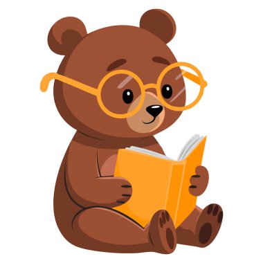 Gözlüklü gülümseyen ayının vektör çizimi çocuklar için mükemmel bir eğitim kitabı hikaye kitapları eğlenceli hayvanlar ve temalı sanat eserleri okumak.