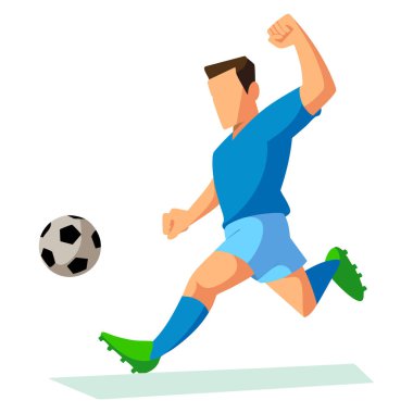 Spor tasarım atletizm posterleri ve futbol temalı sanat eserleri için ideal spor üniformalı futbolcu erkek futbolcuların atış vektör illüstrasyonu