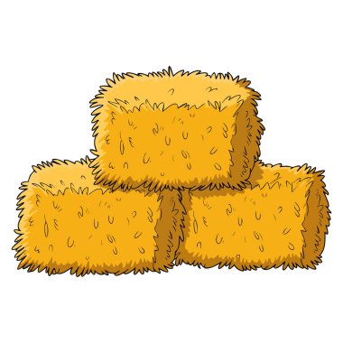 Beyaz zemin üzerindeki saman yığınının vektör çizimi çiftçilik teması için mükemmel rustik dekorasyon tarım kavramları veya kırsal sanat eserleri için