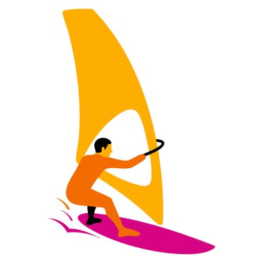 Renklerde rüzgar sörfü ikonu vektör çizimi su sporları plaj etkinliği eğlencesi ve yaz temalı yaratıcı sanat eserleri için ideal izole tasarım