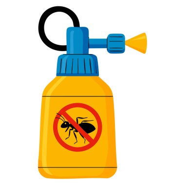 Termit ve karınca imhası için sarı basınçlı spreylerin vektör çizimi renkli çizgi film stili haşere kontrol eğitimi ya da DIY tasarımları için mükemmel