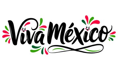 Vector Illustration viva Mexico Geleneksel Meksika tatili Tatil harfleri Vatansever sanat eserleri ve kültürel yaratıcı dekorasyon için ideal