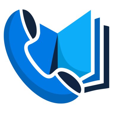 Ofis iletişimi markalaştırma kimliği ve temiz dizin temalı tasarım için ideal mavi renk telefon rehberiyle vektör logosu şablonu