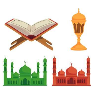 Ramazan ayının geleneksel tabelasını ve dini bayram bayramının sembolünü gösteren bir vektör, tebrik kartı süslemeleri veya kültürel sanat eserleri için ideal.