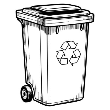 Çöp tenekelerindeki çöplerin vektör çizimi çöp toplama, çevre bilinci ve eğitim tasarımı konuları için mükemmel bir taslak oluşturdu.
