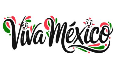 Viva Mexico geleneksel Meksika tatili harf vektör çizimi kültürel kutlama, vatansever tasarım ve dekoratif sanat temaları için mükemmel.