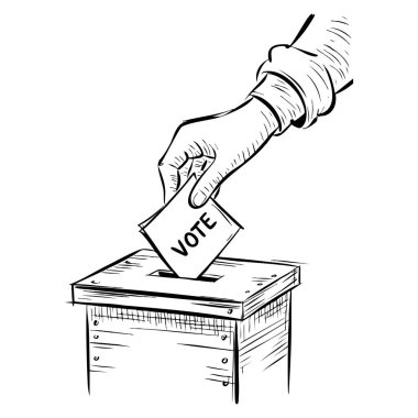 Seçim, demokrasi, siyasi farkındalık, sivil katılım ve sosyal kampanya yaratıcı tasarım temaları için el yapımı illüstrasyon vektör çizimi