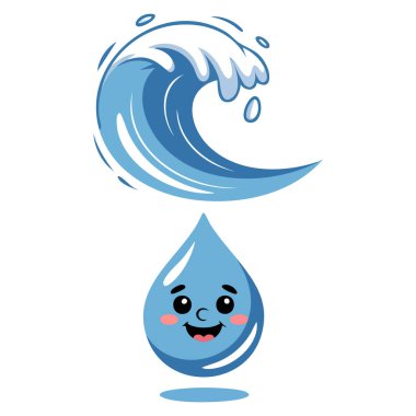 Köpük ve damlacık yüzlü dalgalar okyanus, deniz, karikatür veya su temalı tasarımlar için mükemmel bir illüstrasyon oluşturur.