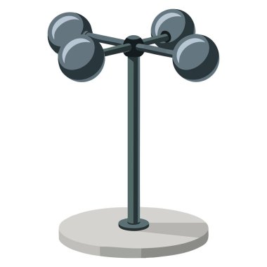 Eğitimsel bilgi bilimi veya hava temalı yaratıcı tasarımlar için mükemmel rüzgar hızını ölçen dönen vane ile hava tahmini izometrik vektör çizimi