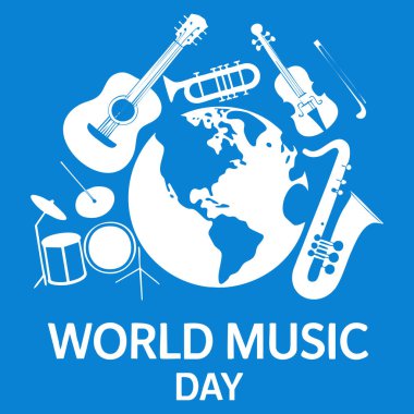 Müzik aletleriyle Dünya Müzik Günü vektör illüstrasyonu ve poster kutlaması için ideal gezegen Dünya 21 Haziran önemli gün temalı müzik tasarımı