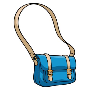 Moda markalaştırma yaşam tarzı tasarımı ya da modaya uygun modern sanat eserleri için mükemmel aksesuar detaylarını gösteren bir hipster çantasının vektör çizimi