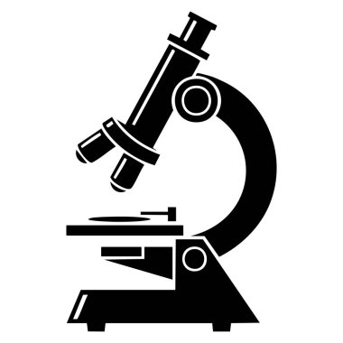 Siyah mikroskop simgesinin vektör çizimi bilim laboratuarı tıbbi analizi ve eğitim temalı sanat eserleri için mükemmel izole edilmiş sembol