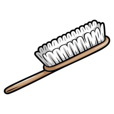 Ev temizlik araçları ya da düz tasarım konsept sanat eserleri için mükemmel temizleme fırçası vektör illüstrasyonu