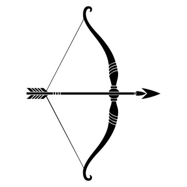 Okçu yayı simgesi web tasarımı için basit vektör çizimi beyaz zemin üzerinde izole edilmiş okçuluk sporu avcılığı için ideal ortaçağ silahı ve hedef uygulama temaları