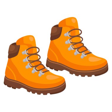 Çizme yürüyüşü ayakkabıları kahverengi yürüyüş ayakkabıları vektör illüstrasyonu açık hava macera yürüyüşü ayakkabıları ve yaşam tarzı tasarımları için 10 ayakkabı simgesini uygun hale getiriyor