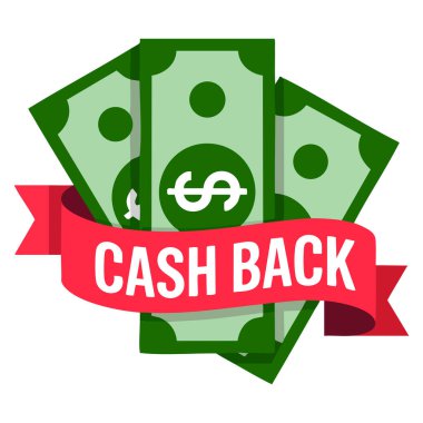 Nakit para geri konsept vektör illüstrasyonu kırmızı kurdeleli dolarları gösteriyor düz web tasarımı finans promosyonu ve geri ödeme temaları için ideal