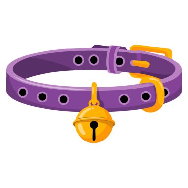 Çan vektörü olan kedi tasması, hayvan aksesuarları, hayvan bakımı, kedi bakımı, sevimli evcil hayvan dükkanları ve evcil hayvan temalı projeler için idealdir.