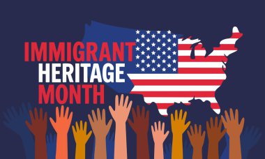 Kültür odaklı Göçmen Mirası Ay vektör çizimi posterler, afişler sosyal medya paylaşımları ve arka plan tasarımları çeşitliliği ve ortak mirası teşvik eden tasarımlar için tasarlandı