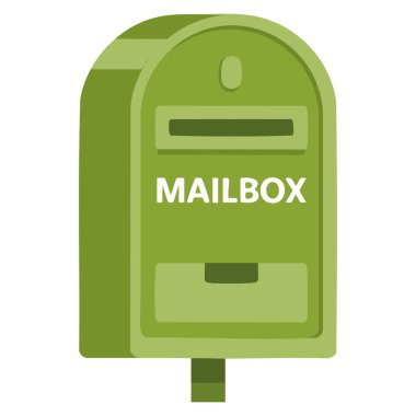 Posta kutusu simgesi düz vektör illüstrasyonu posta servisi gönderimi ve ileti iletimini temsil eden beyaz arkaplanda izole edildi