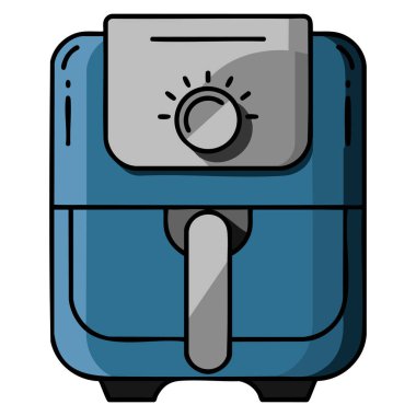 Mutfak pişirme, yemek hazırlama, modern ev aletleri ve mutfak tasarımı kullanımı için ideal hava kızartma aletlerinin düz Clipart vektör çizimi