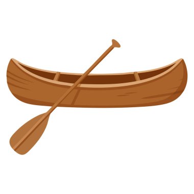 Kürek çeken, kürek çeken, kürek çeken seyahat macerası ve açık hava eğlence tasarımı kavramları için ideal kürek çeken teknenin düz Clipart çizimi