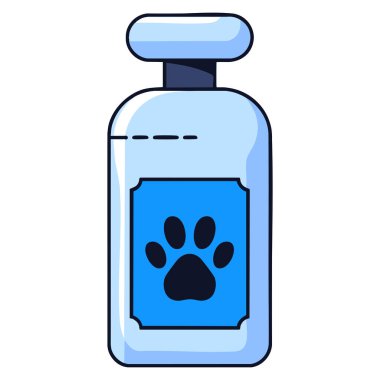 Veterinerlik sağlık hizmetleri hayvan tedavisine uygun köpek ilacı şişesinin düz tırnak vektör çizimi hayvan eczanesi geçmişi ve tıbbi grafik projeleri