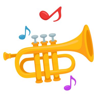 Düz tasarım kornet müzik enstrümanı ikon vektör çizimi caz orkestrası performans eğitimi ve sesle ilgili görsel içerik için idealdir