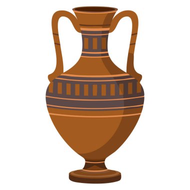 Düz vektör sürahi amforo ikonu, tarih kültürü arkeoloji seramik ve klasik dekoratif projeleri için uygun vazo çanağı eski çömlek gösteriyor