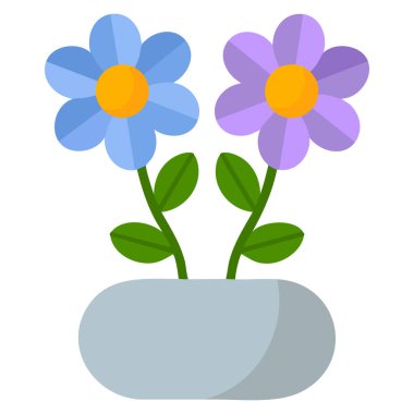 Modern iç dekorasyon süslemelerini ve yaratıcı markalaşma ve dekoratif grafik kullanım için estetik ev stili kavramını gösteren moda tasarım tarzında çiçek vazosu simgesi