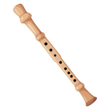 Flüt, beyaz zemin üzerinde izole edilmiş karikatür vektör biçimi ile çizilmiş müzik tasarımı eğitimi için mükemmel sanat eseri temalı görsel temalı