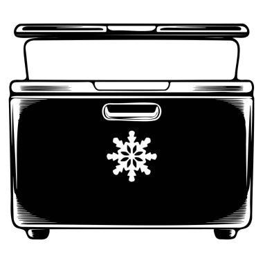 Dondurma sandığı derin dondurucu ikonu. Dondurma göğsü derin dondurucu vektör ikonu. Beyaz arka plan yiyecek depolama temasında izole edilmiş web tasarımı için.