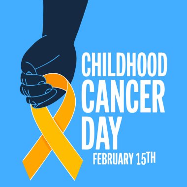 Çocukluk Kanseri Karşıtı Uluslararası Gün 15 Şubat vektör illüstrasyon şablonu arkaplan pankart posteri afişi metin yazım şeridi ve farkındalık tasarımı
