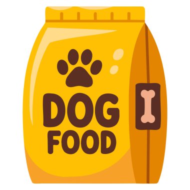 Hayvan besleme ürünleri ve veterinerlik temalı görseller için izole edilmiş köpek maması vektör çizimi mükemmel.